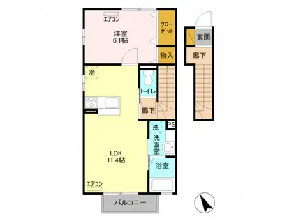 レモングラス釜井B(1LDK/2階)の間取り写真