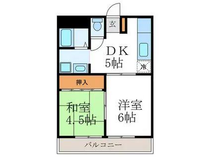 グランデ葛野(2DK/2階)の間取り写真