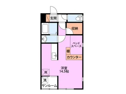 ヴィトーリア(ワンルーム/1階)の間取り写真