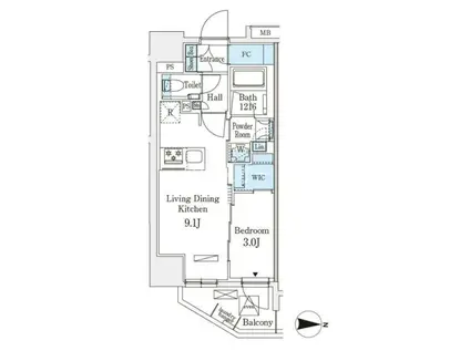 アヴァンカーサ町屋(1LDK/4階)の間取り写真