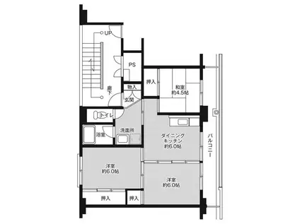 ビレッジハウス舟橋1号棟(3DK/5階)の間取り写真