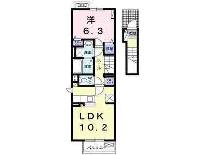 KRANFROH坂本(1LDK/2階)の間取り写真