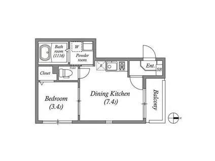 ハーモニーテラス千成町(1DK/1階)の間取り写真