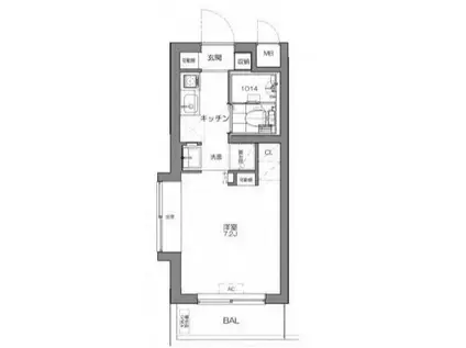 スカイコート高田馬場(ワンルーム/2階)の間取り写真