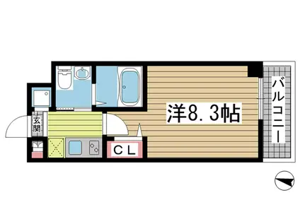 セレニテ神戸元町(1K/2階)の間取り写真