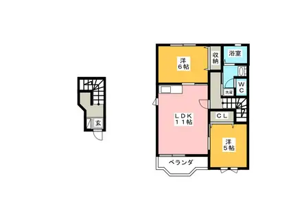 YMハウス北野B棟(2LDK/2階)の間取り写真