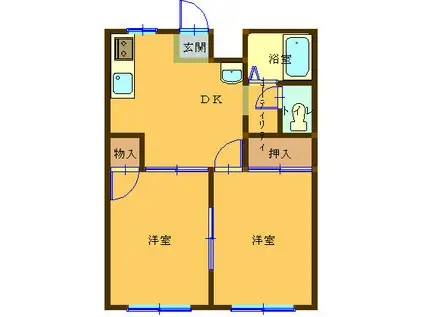 さくらレジデンス御城A棟(2DK/3階)の間取り写真