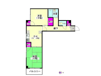 カーサロゼア池上(2DK/2階)の間取り写真
