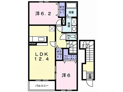 ノートルハウスⅠ(2LDK/2階)の間取り写真