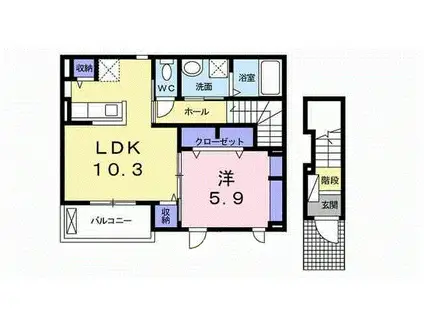 ハピネス 縁 I(1LDK/2階)の間取り写真