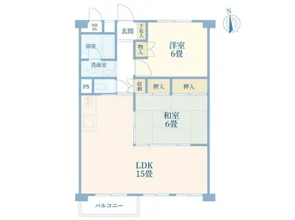 菱興青葉台第2マンション(2LDK/2階)の間取り写真