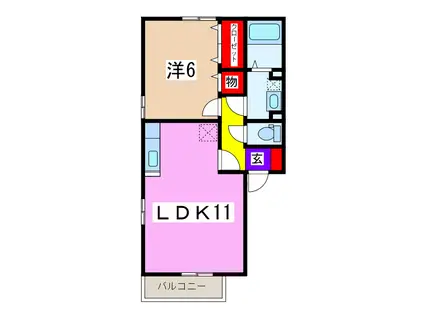 ヴィラオーネストA(1LDK/2階)の間取り写真