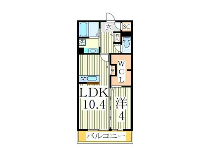 モアニおおたか(1LDK/2階)の間取り写真