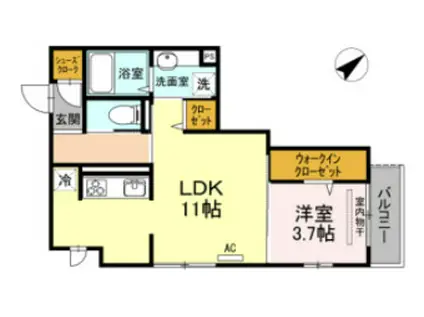 グランテリア庚午南(1LDK/1階)の間取り写真