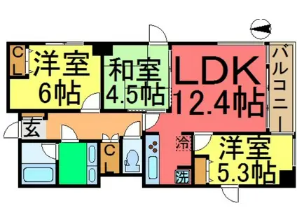 LANAI 1521(3LDK/4階)の間取り写真