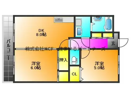 GRANVIA東合川(2DK/2階)の間取り写真