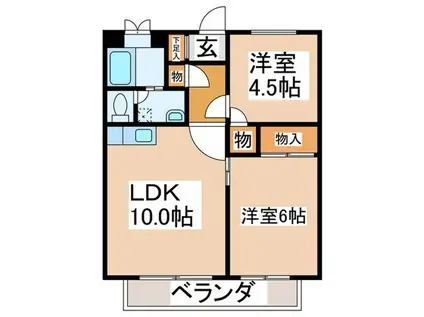 ヴィラ・グランドール(2LDK/2階)の間取り写真