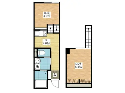 SIGNPOST界II(1SK/2階)の間取り写真