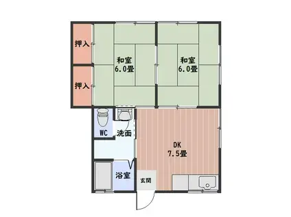 向井ハイツ(2DK/2階)の間取り写真