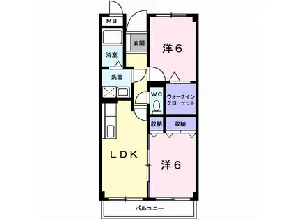 リブェール宝塚II(2LDK/3階)の間取り写真