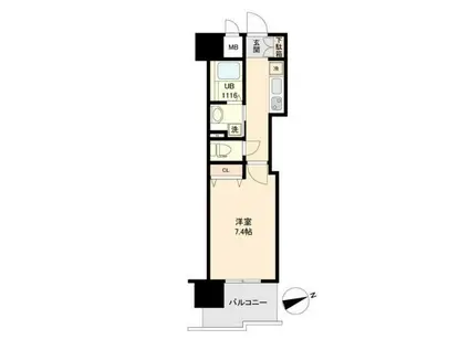 ブリリアンクラス榴岡(1K/11階)の間取り写真