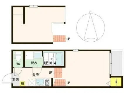 ハーモニーテラス卸町(1K/2階)の間取り写真