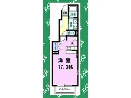 グレイスハーモニーII(1K/1階)の間取り写真