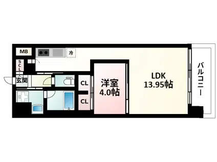 プレジオ新大阪EURO(1LDK/8階)の間取り写真