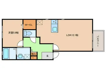 エレアージュ西明石駅前II(1LDK/3階)の間取り写真