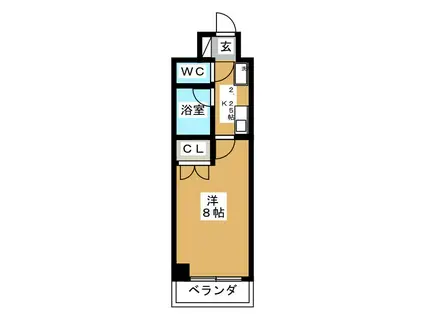 オランジェリーA(1K/6階)の間取り写真