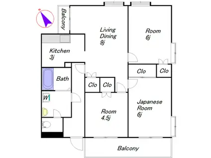 向島ホームズ(3LDK/2階)の間取り写真