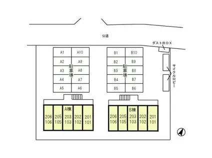 ハーベストA・B(1K/2階)の間取り写真
