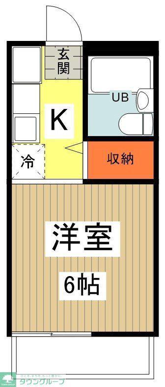 パークサイドB棟(1K/2階)の間取り写真