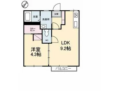 ジュネス川口(1LDK/2階)の間取り写真