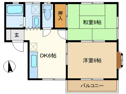 ドミールきよ(2DK/2階)の間取り写真