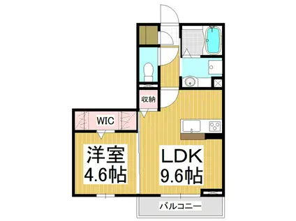コンフォーティア塩尻大門(1LDK/1階)の間取り写真