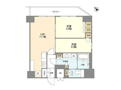 蔵前214(2LDK/14階)の間取り写真