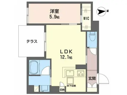 シャーメゾンエラブル 梅田北(1LDK/1階)の間取り写真