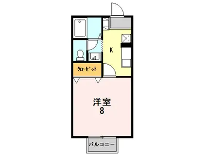 プレミールS(1K/2階)の間取り写真