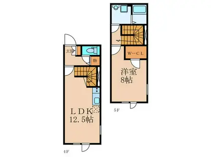PASEO池尻大橋(1LDK/4階)の間取り写真