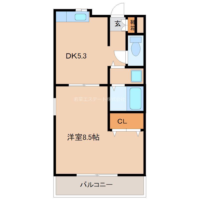 モンシェリ(1DK/3階)の間取り写真