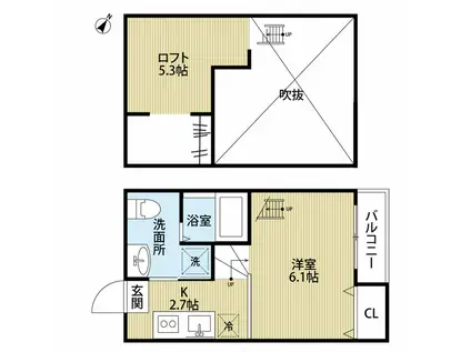 エスペランサ東淵野辺(1K/1階)の間取り写真