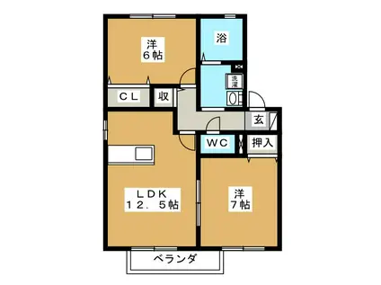 リュミエール(2LDK/1階)の間取り写真