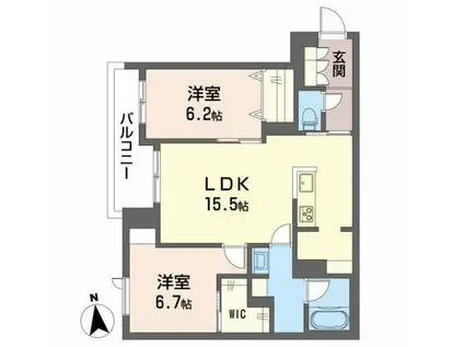 GRACE北長瀬(2LDK/2階)の間取り写真