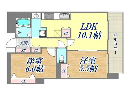ピュ―ルラルゴ(2LDK/5階)の間取り写真