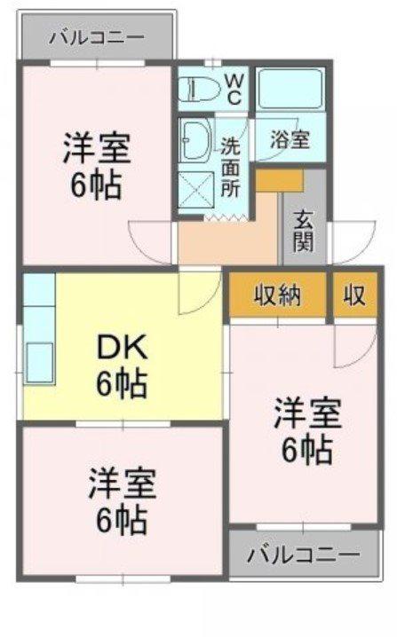 ノンパレイユ笠井(3DK/1階)の間取り写真