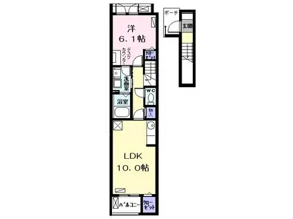 ミニョン(1LDK/2階)の間取り写真