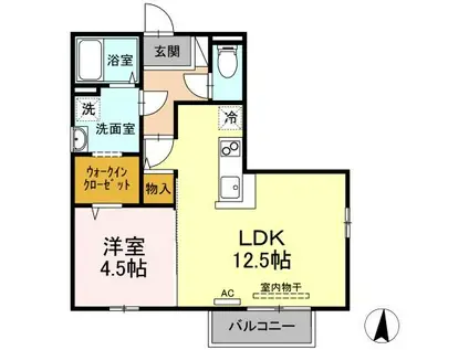 ミーニャ・カステーロ(1LDK/2階)の間取り写真