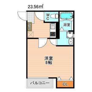 クレフラスト新城(1K/1階)の間取り写真