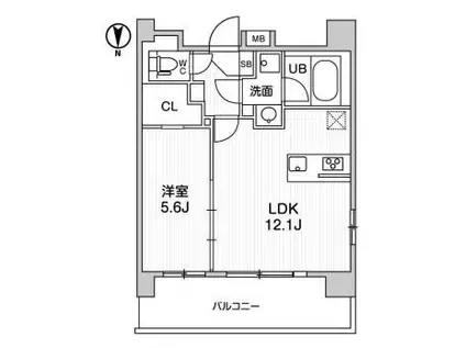 グラシアプレイス大森町(1LDK/11階)の間取り写真